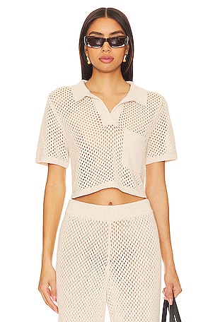 Crochet Cropped Polo Top onia